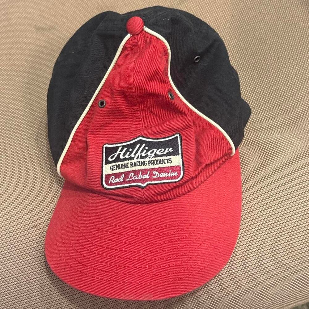 Tommy Hilfiger Racing Hat Red Black Y2K Cap- Vintage